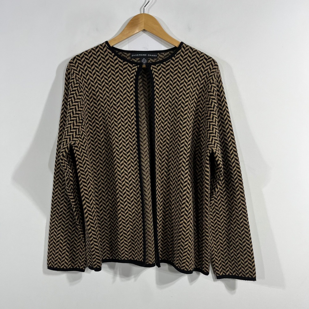 Josephine Chaus Old Money Quiet Luxury Merino Wool Women XL Cardigan Sweater 90s